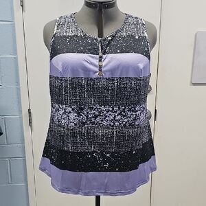 Stylish Women's Sleeveless Top - Black and Purple